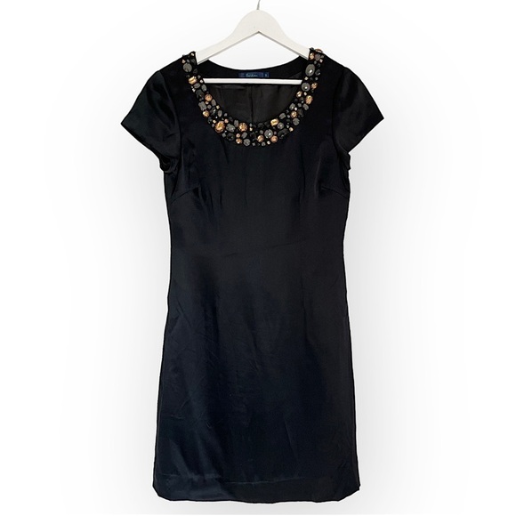 Boden 100% Silk Women’s Jewel Neck Shift Dress in Black Size 8 - Picture 1 of 9